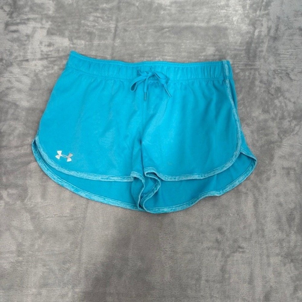 NWOT Under Armour HeatGear Running Shorts Turquoise Blue Women's S 3"